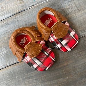Itzy Ritzy Moccasins Plaid Christmas Infant